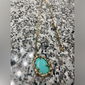Lily Pulitzer Faux Turquoise teardrop gold tone necklace with rhinestones